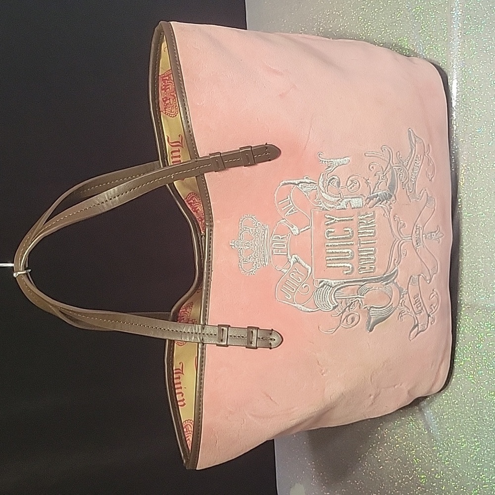 Y2k Vintage Juicy Couture Rose/ Pink Velour Tote/ Bag/ Purse